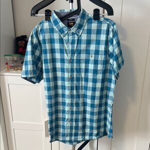 Lee Men's Teal and White Plaid Shirt